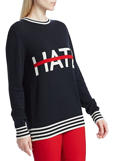 Michael Kors Collection No Hate Intarsia Cashmere Crewneck 